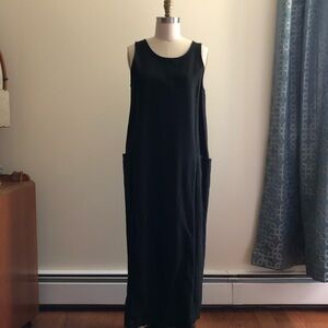 Vintage Black Linen Maxi Dress